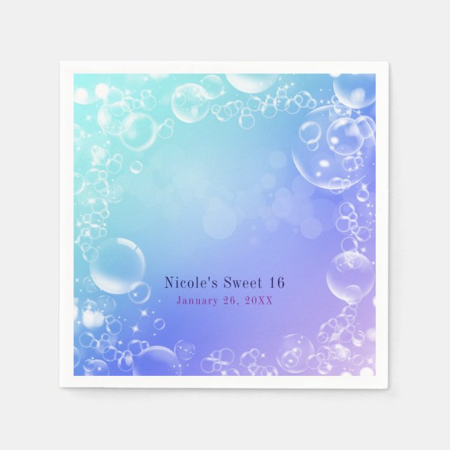 Under the Sea Enchanted Bubbles Custom Party Napkin (Front)