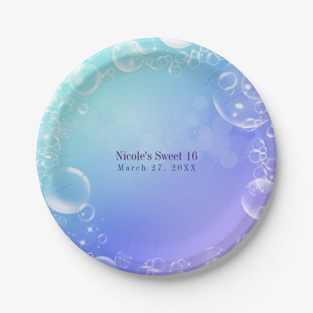 Under the Sea Enchanted Bubbles Custom Party Paper Plate (Front)