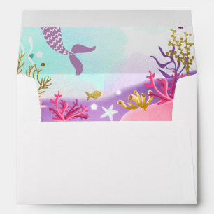 Under The Sea Envelope Mermaid Pink Gold Purple