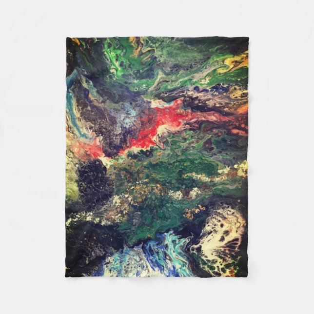 Under the Sea Fairy tale series painting in green  Fleece Blanket (Front)