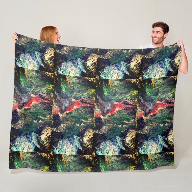Under the Sea Fairy tale series painting in green  Fleece Blanket (In Situ)