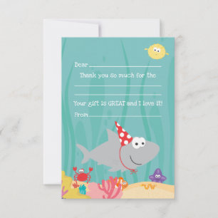 Under The Sea Fill In Flat Thank You Card