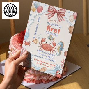 under the sea first birthday invitations