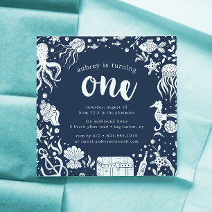 Under the Sea   First Birthday Party Invitation