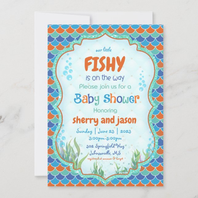 Under The Sea Fish Baby Shower Invitation (Front)