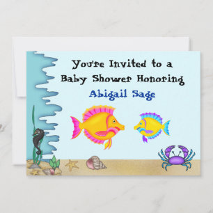 Under the Sea Fish Baby Shower Invites for Boys