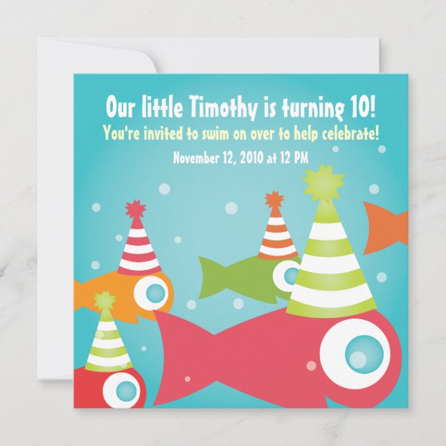 Under the Sea Fish Birthday Party Invitation (Front)
