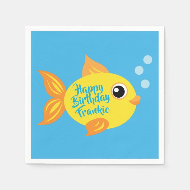Under the Sea Fish Birthday Party Napkin (Front)