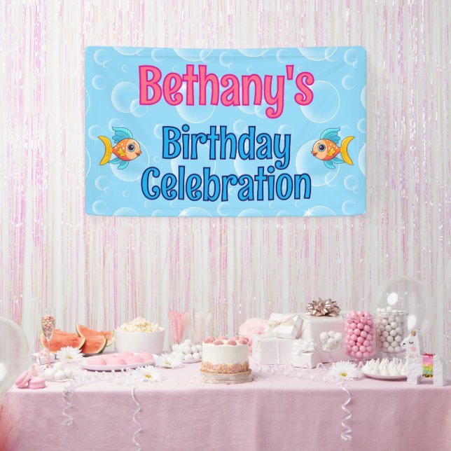 Under The Sea Fish Custom Birthday Banner (Party)