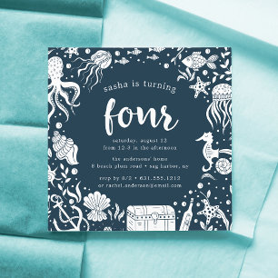 Under the Sea   Fourth Birthday Party Invitation