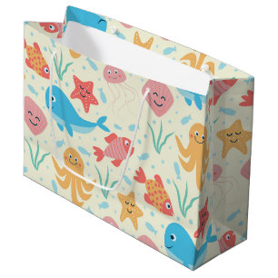 Under the Sea Funny Colourful Creatures Pattern Large Gift Bag