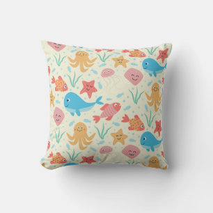Under the Sea Funny Creatures Pattern  Cushion