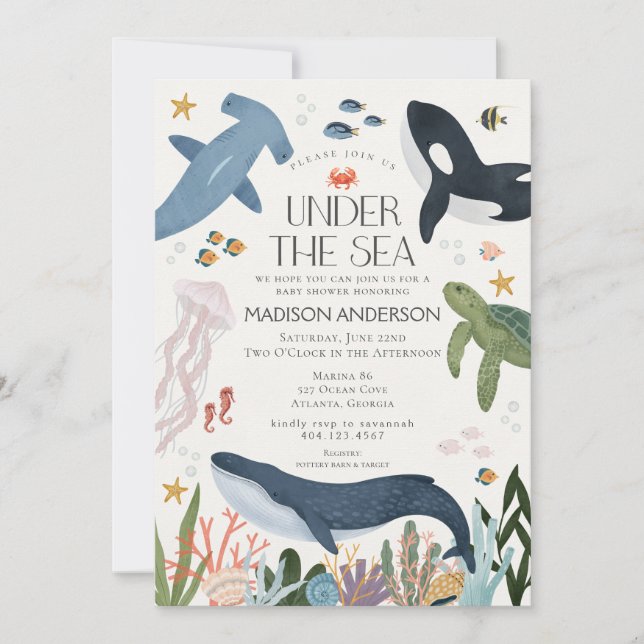 Under The Sea Gender Neutral Baby Shower Invite (Front)