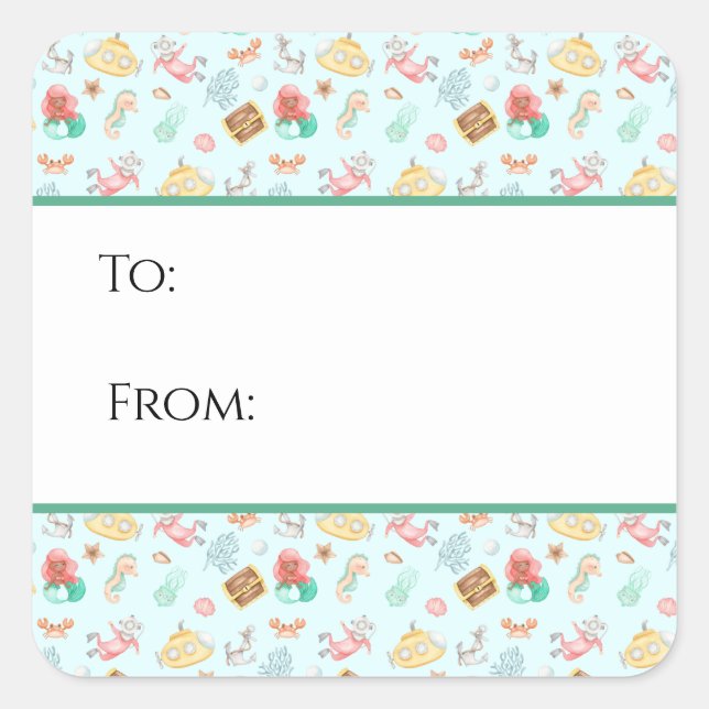 Under The Sea Gift Tag Sticker (Front)