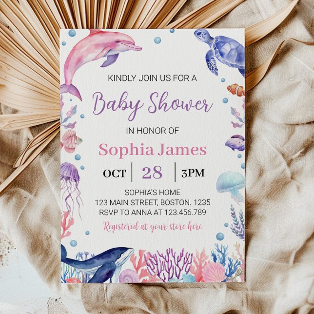 Under The Sea Girl Baby Shower Invitation (Creator Uploaded)