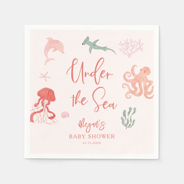 Under The Sea Girl Baby Shower Napkin (Front)