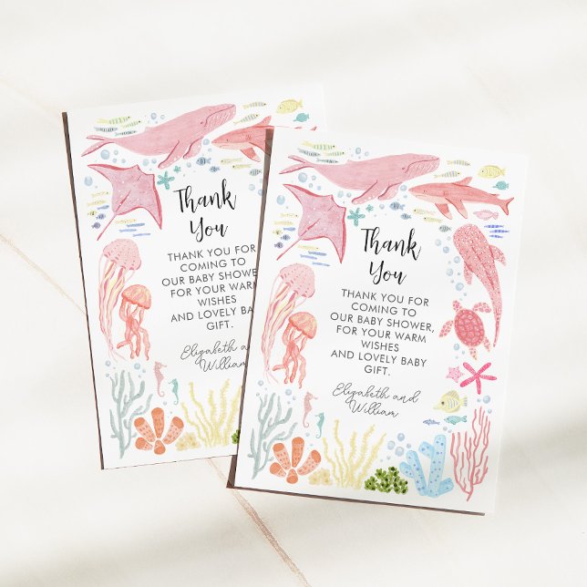 Under The Sea Girl Baby Shower Thank You Card (Creator Uploaded)
