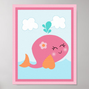Under the Sea/ Girl /Sealife/Pink Art Poster