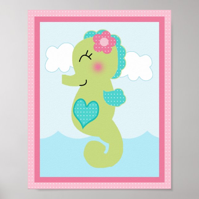 Under the Sea/ Girl /Sealife/Pink Art Poster (Front)