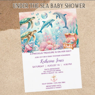 Under the Sea Girls Baby Shower Invitation