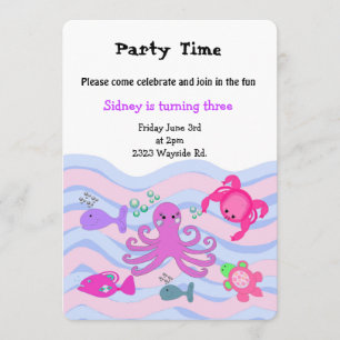 Under the Sea Girls Birthday Invitation