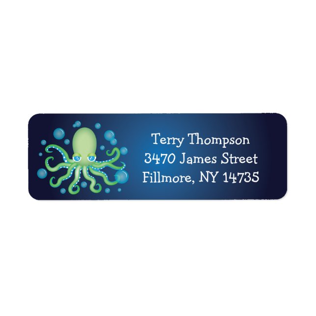 Under the Sea Green Octopus Address Labels (Front)