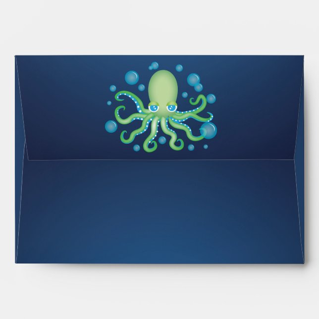 Under the Sea Green Octopus Envelope (Back (Top Flap))