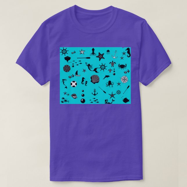 Under the Sea in Sea Blue T-Shirt (Design Front)