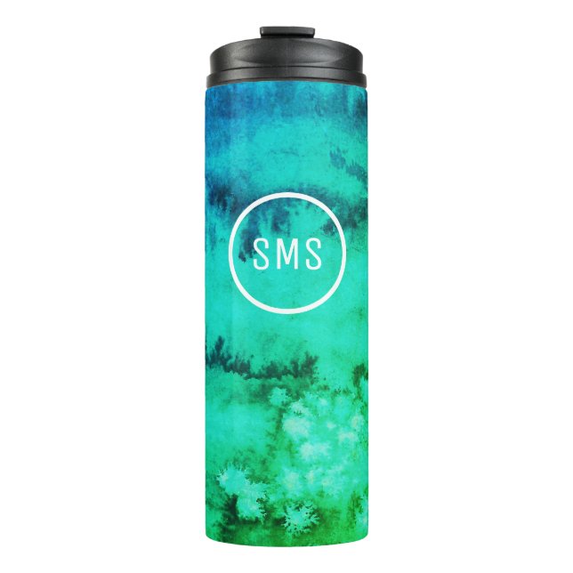 Under the sea insulated tumbler blue watercolor (Front)