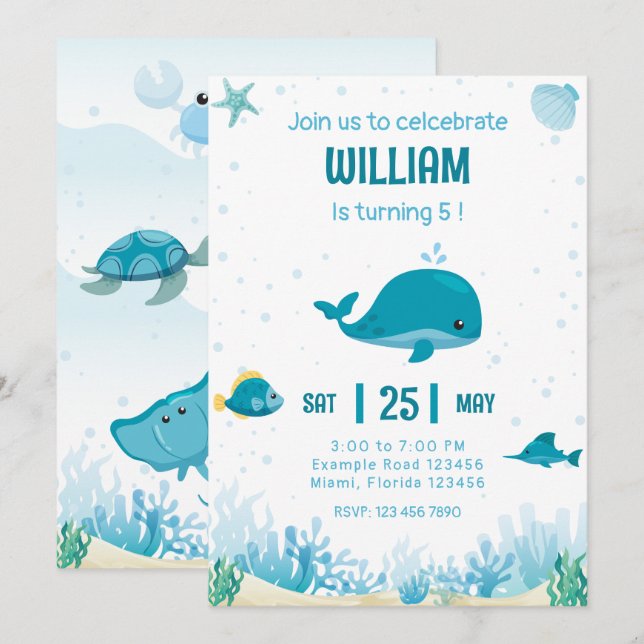 Under The Sea Invitation Whale Invitation (Front/Back)