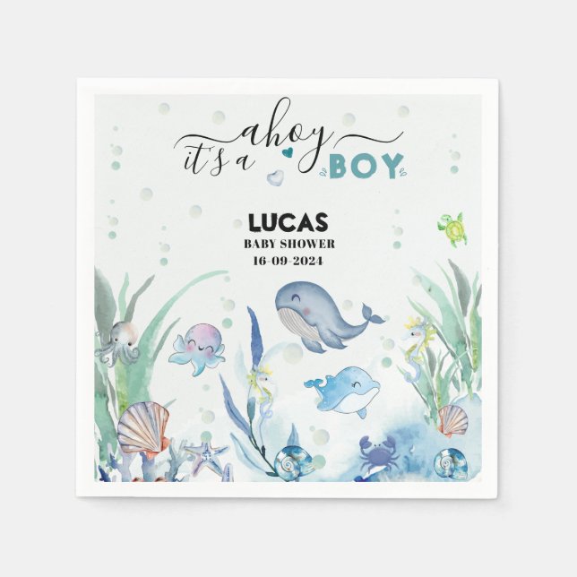 under the sea its a boy baby shower  napkin (Front)