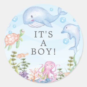 Under the Sea It's a Boy Favour Sticker