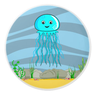 Under the Sea Jelly Fish Ceramic Knob