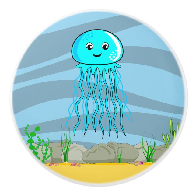 Under the Sea Jelly Fish Ceramic Knob (Front)