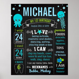 Under the sea Jelly fish Turtle Birthday sign