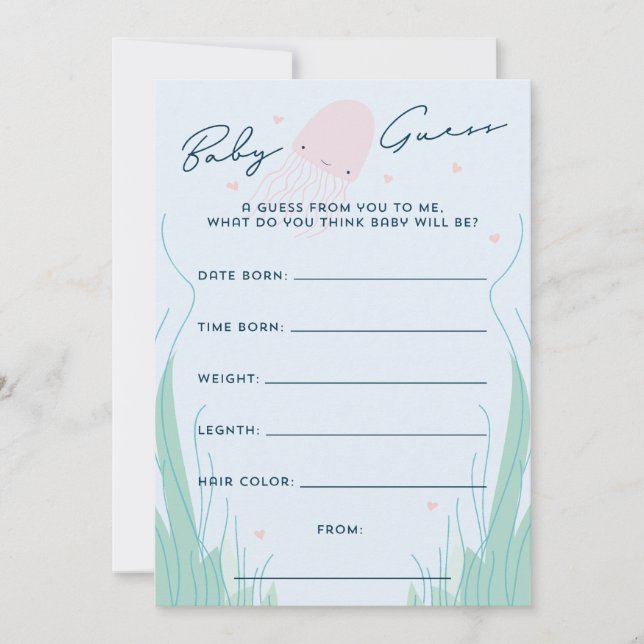 Under the Sea Jellyfish Baby Guess Invitation (Front)