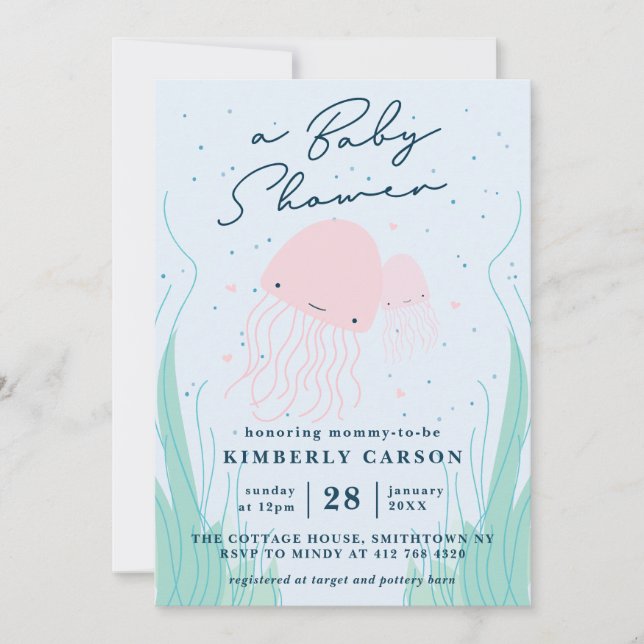 Under the Sea Jellyfish Baby Shower Invitation (Front)