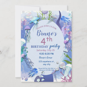Under the sea jellyfish Birthday Invitation