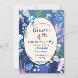 Under the sea jellyfish Birthday Invitation