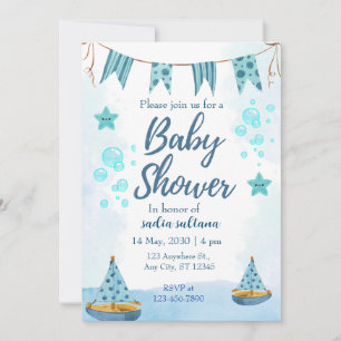 Under the Sea Joy: Personalised Baby Boy Shower Invitation