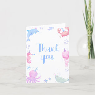 Under The Sea Kids 1st Birthday  Thank You Card