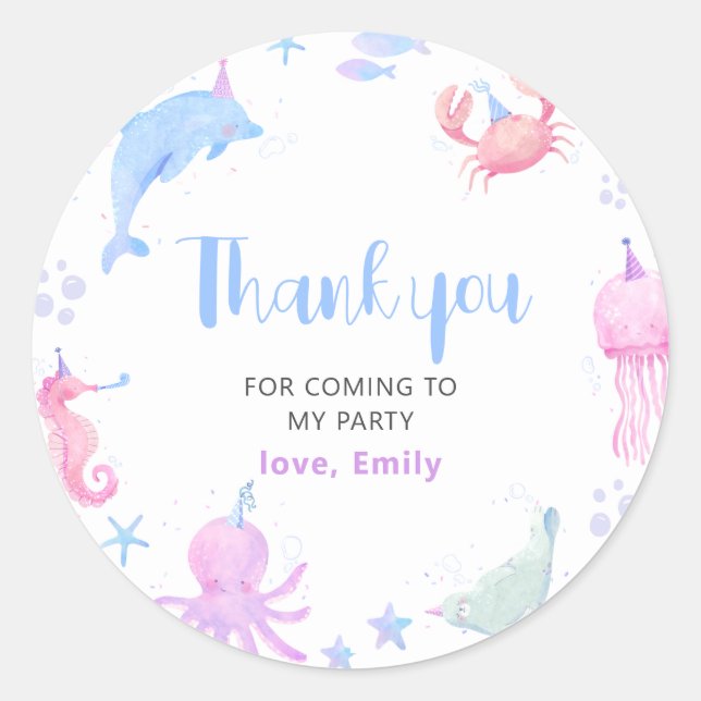 Under The Sea Kids Birthday  Classic Round Sticker (Front)