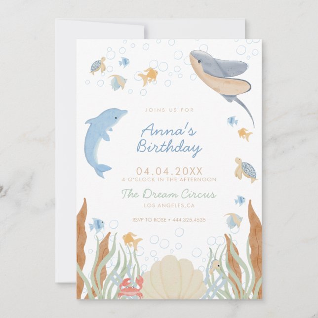 Under the Sea Kids Birthday Party Invitation (Front)