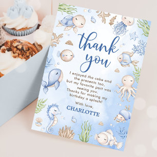Under the Sea Kids Birthday Party Thank You Card