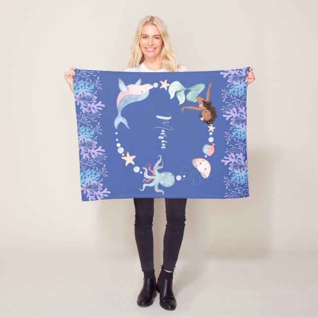 Under the sea kids custom name Fleece Blanket (In Situ)