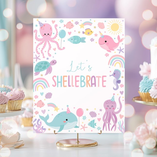 Under The Sea Let's Shellebrate Birthday Party Poster (Creator Uploaded)