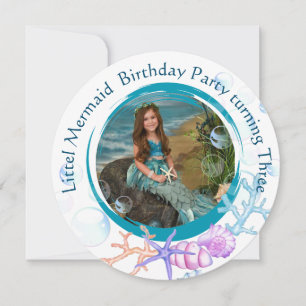 Under the Sea Little Mermaid 3th Birthday Invitation