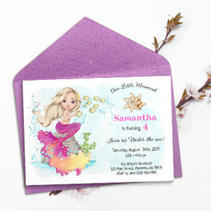 Under the Sea Little Mermaid Birthday Party Invita Invitation