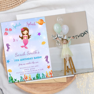 Under the sea little mermaid Invitation with photo