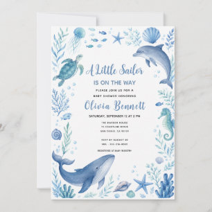 Under the Sea Little Sailor Ocean Baby Shower Invitation